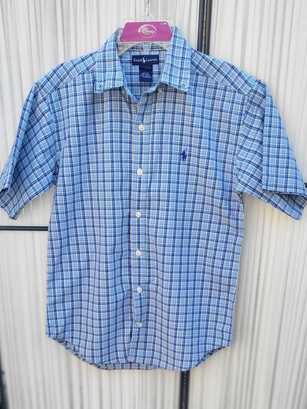 Ralph Lauren Light Blue Plaid Short-Sleeve Button-Down Shirt